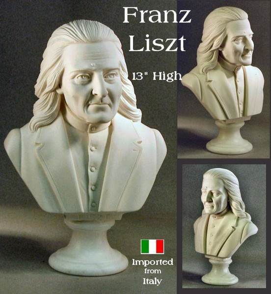 Liszt Composer Bust Statue marble Hungarian Sculpture Portrait pianist